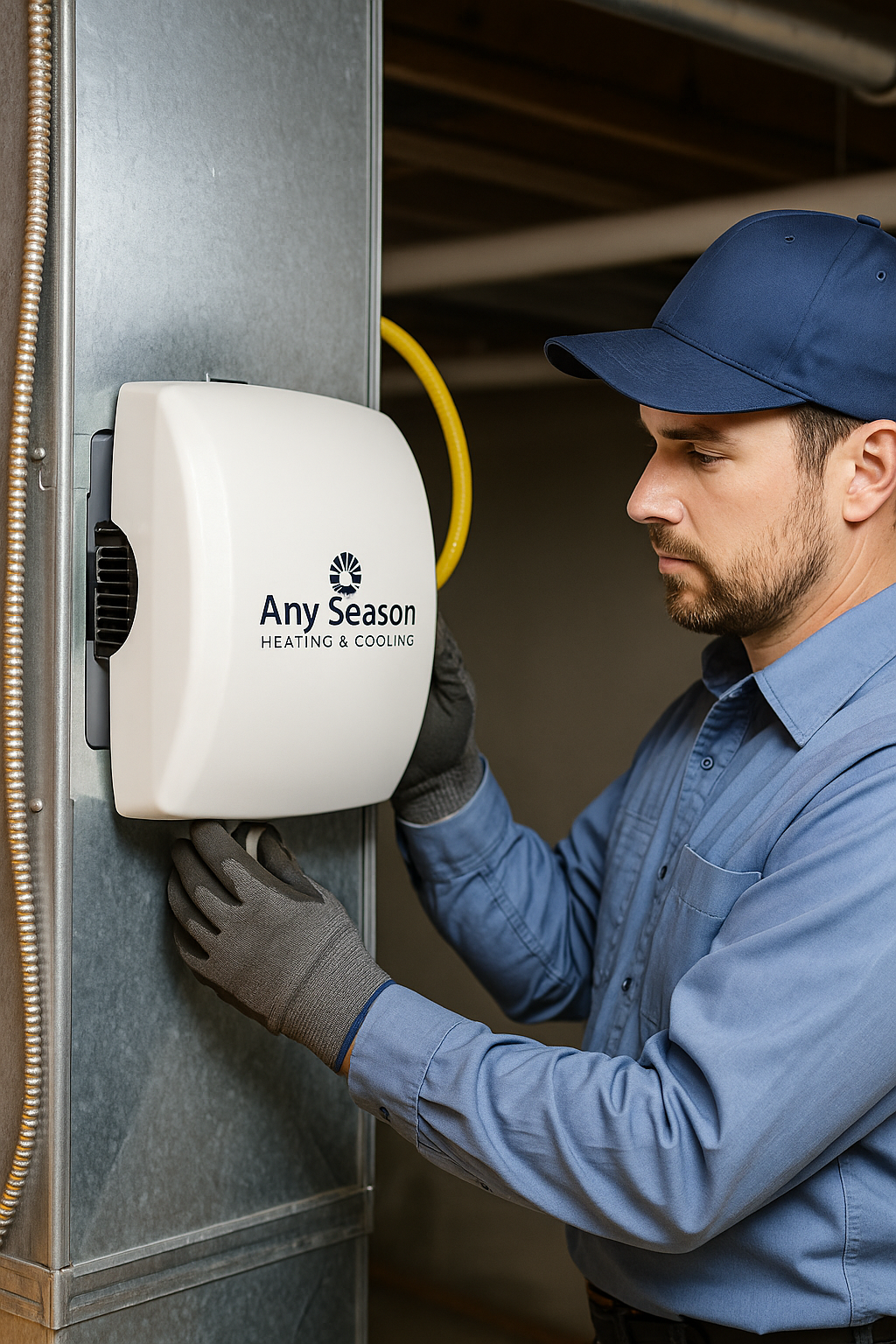 Whole-home humidifier installation in Des Plaines IL by Any Season Heating and Cooling