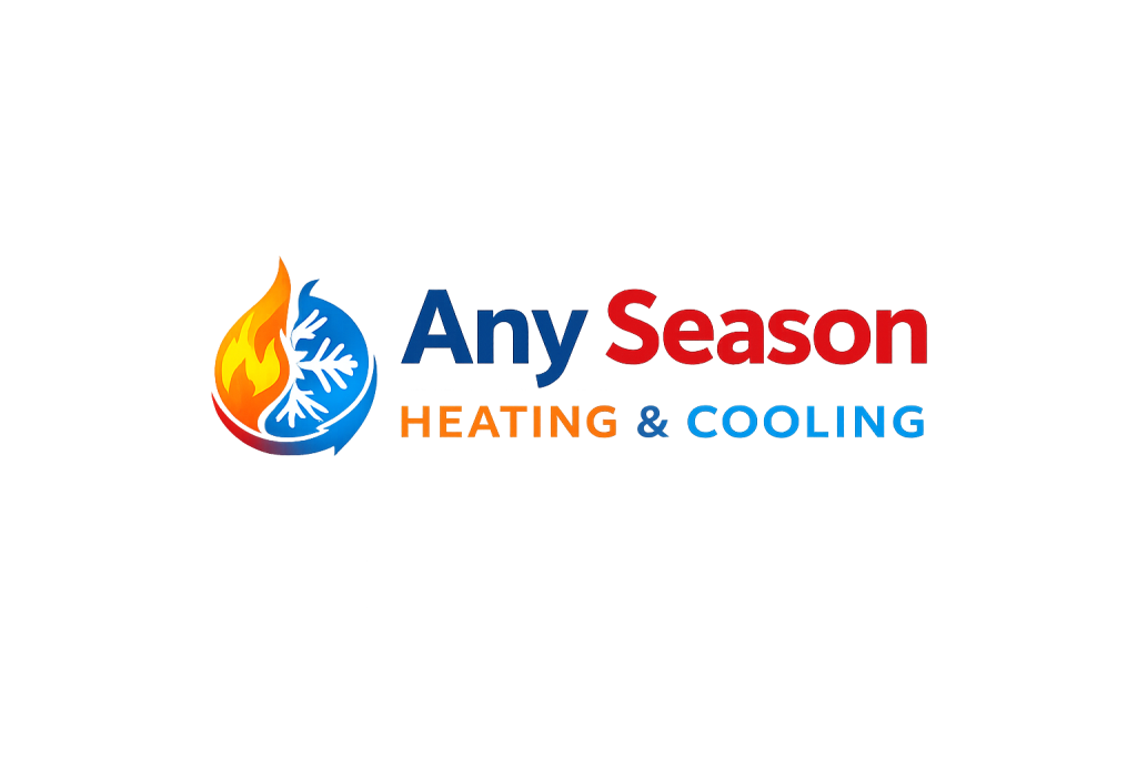 Any Season Heating & Cooling HVAC company logo with heating and cooling design