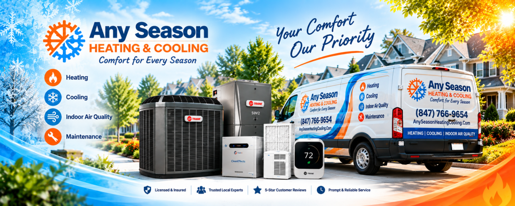 Any Season Heating and Cooling residential HVAC services near Des Plaines Illinois
