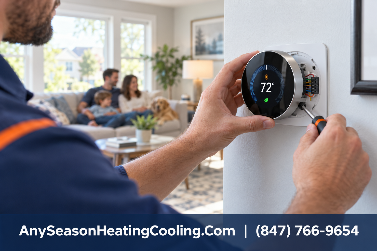 Professional smart thermostat installation in a Des Plaines home