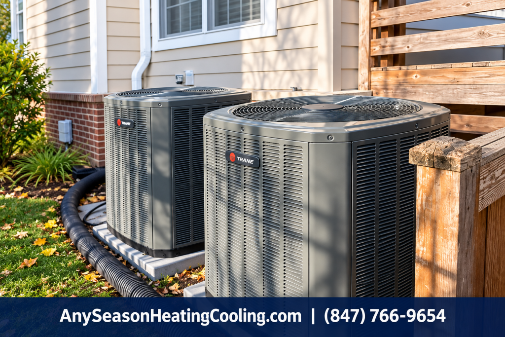 AC installation Des Plaines IL with two residential Trane air conditioners